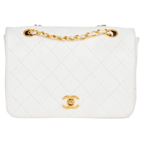 chanel single flap small in white shimmer